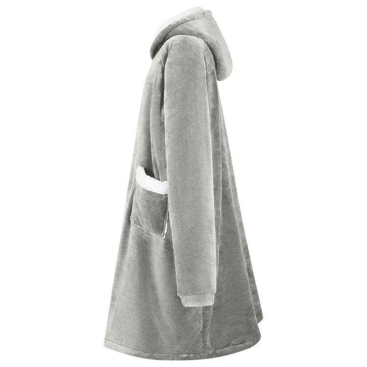 Vidaxl deken hoodie grijs l fleece en flanel