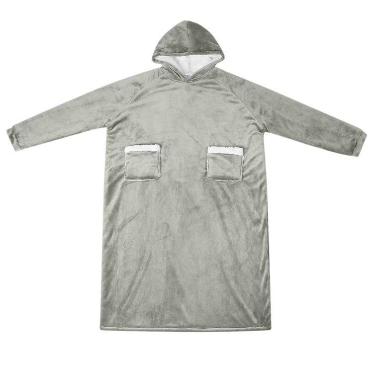 Vidaxl deken hoodie grijs m fleece en flanel