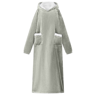 Vidaxl deken hoodie grijs l fleece en flanel