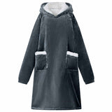 Vidaxl deken hoodie marineblauw l fleece en flanel - afbeelding 1