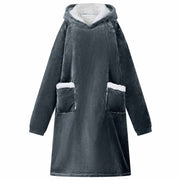 Vidaxl deken hoodie marineblauw l fleece en flanel - afbeelding 1