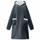 Vidaxl deken hoodie marineblauw l fleece en flanel