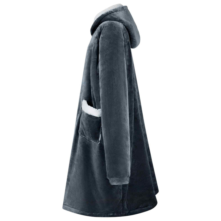 Vidaxl deken hoodie marineblauw l fleece en flanel