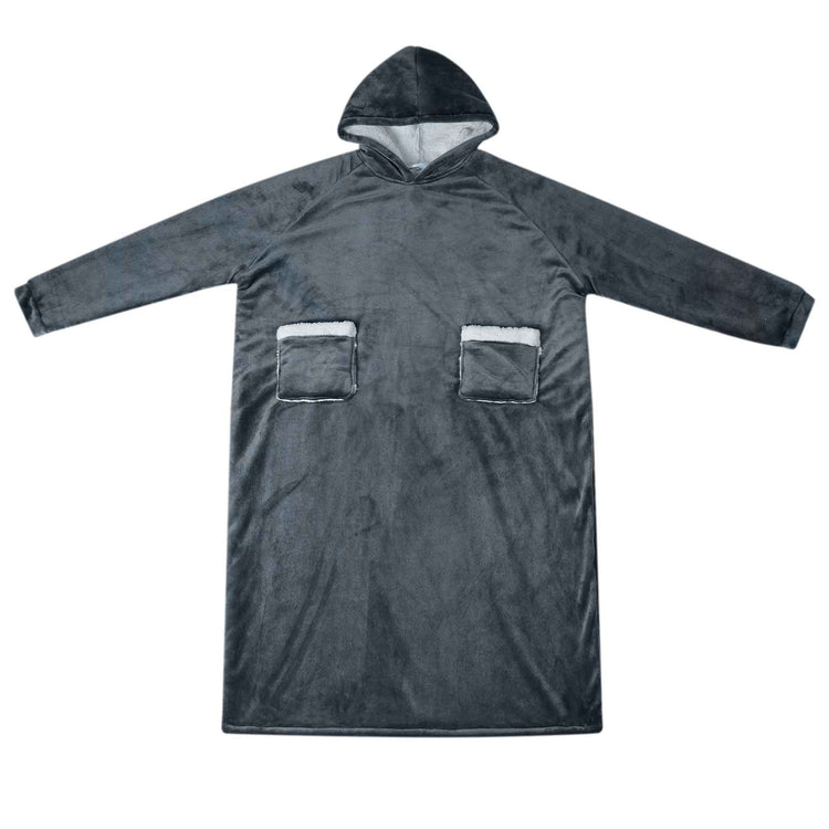 Vidaxl deken hoodie marineblauw m fleece en flanel