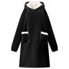 Vidaxl deken hoodie zwart m fleece en flanel