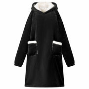 Vidaxl deken hoodie zwart m fleece en flanel - afbeelding 1