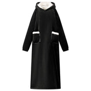 Vidaxl deken hoodie zwart m fleece en flanel - afbeelding 1