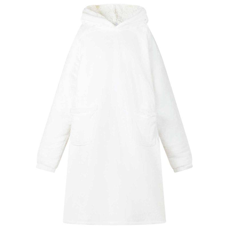 Vidaxl deken hoodie wit m fleece en flanel