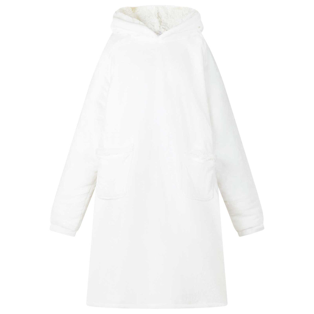 Vidaxl deken hoodie wit l fleece en flanel