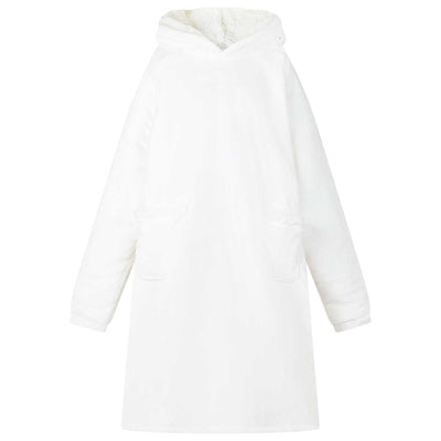 Vidaxl deken hoodie wit l fleece en flanel