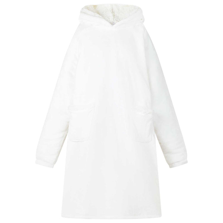 Vidaxl deken hoodie wit l fleece en flanel
