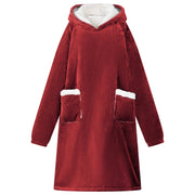 Vidaxl deken hoodie bordeaux rood l fleece en flanel - afbeelding 1