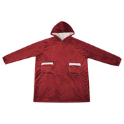 Vidaxl deken hoodie bordeaux rood l fleece en flanel - afbeelding 2