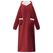 Vidaxl deken hoodie bordeaux rood l fleece en flanel - afbeelding 1
