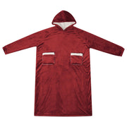 Vidaxl deken hoodie bordeaux rood l fleece en flanel - afbeelding 2