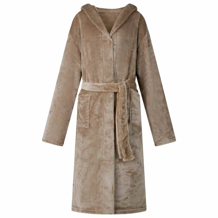 Vidaxl badjas hoodie kameel l flanel