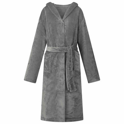 Vidaxl badjas hoodie donkergrijs s flanel