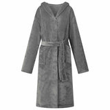 Vidaxl badjas hoodie donkergrijs xl flanel - afbeelding 1