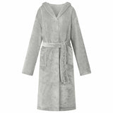 Vidaxl badjas hoodie grijs s flanel - afbeelding 1