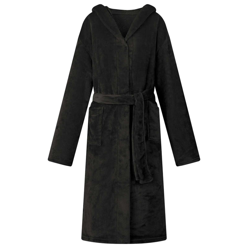 Vidaxl badjas hoodie zwart s flanel