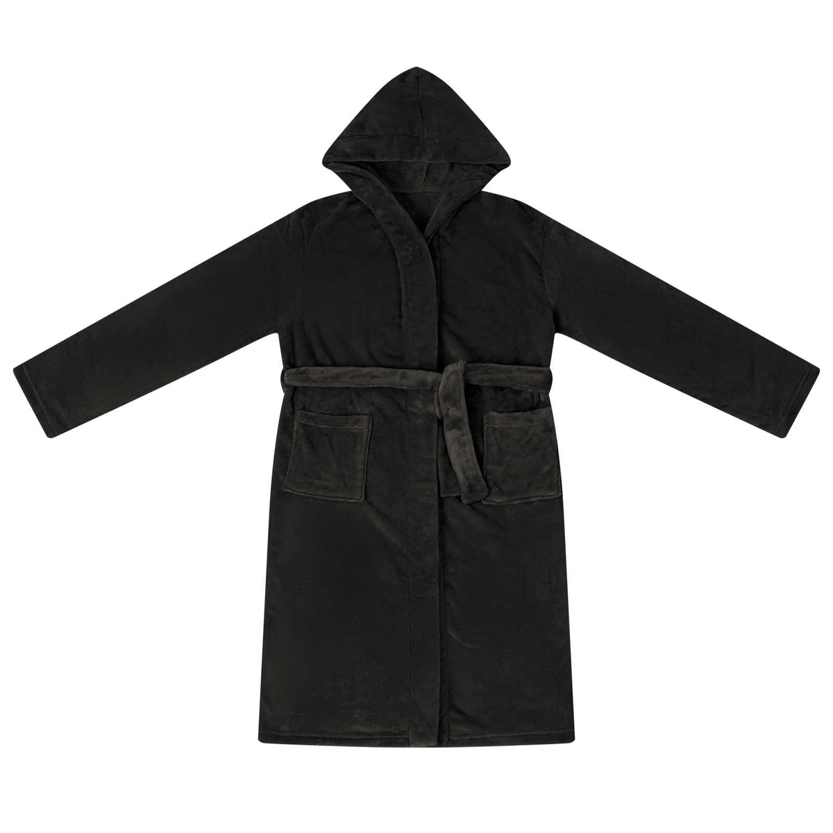Vidaxl badjas hoodie zwart s flanel