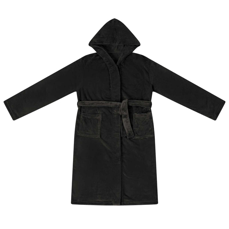 Vidaxl badjas hoodie zwart l flanel