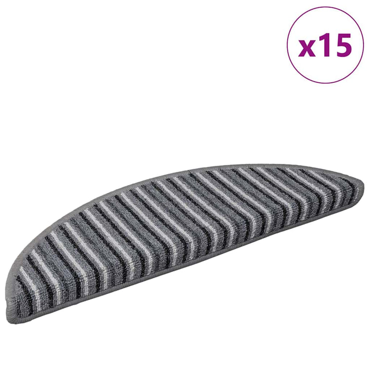 Vidaxl zelfklevende trapmatten 15 st 56 x 17 x 3 cm non-slip grijs