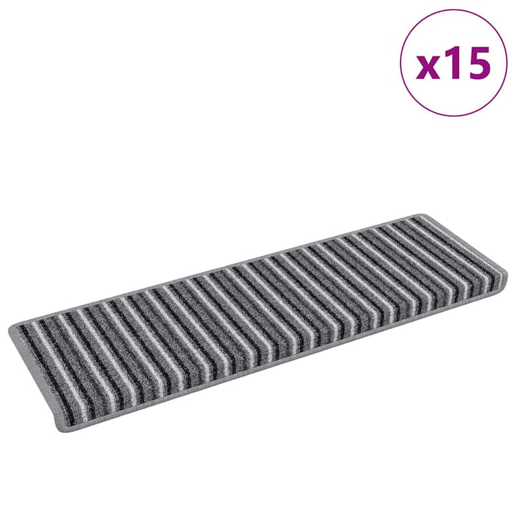 Vidaxl zelfklevende trapmatten 15 st 65 x 21 x 4 cm non-slip grijs