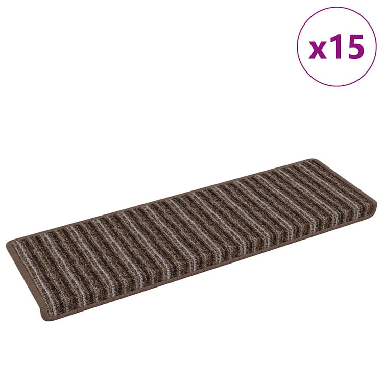 Vidaxl zelfklevende trapmatten 15 st 65 x 21 x 4 cm non-slip bruin