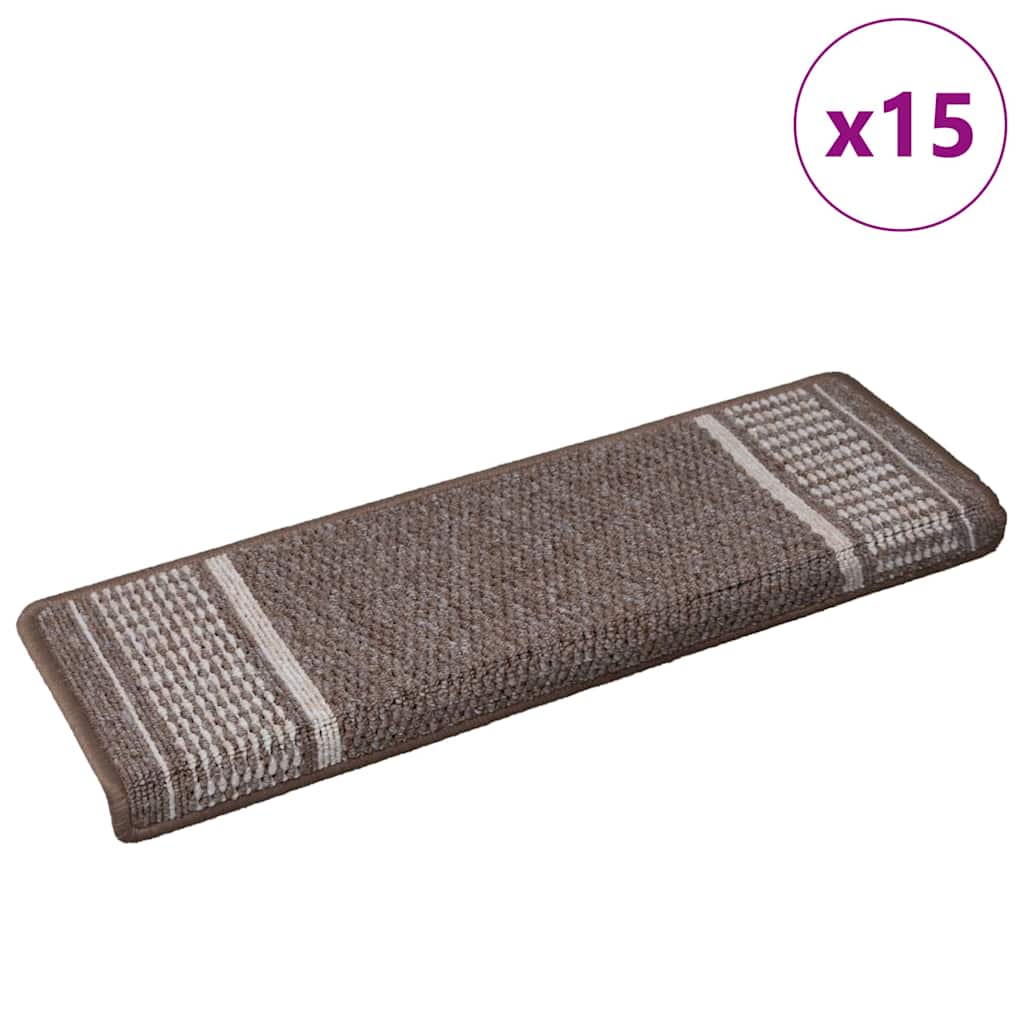Vidaxl zelfklevende trapmatten 15 st 65 x 21 x 4 cm non-slip bruin