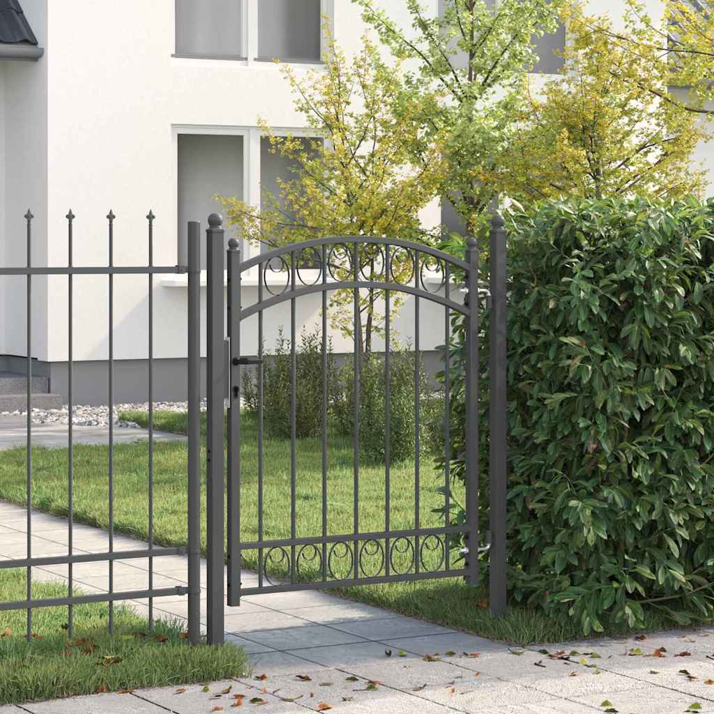 Vidaxl hekpoort met slot grijs 150 x 100 cm poedergecoat staal