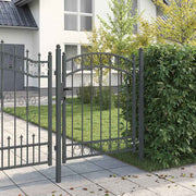 Vidaxl hekpoort met slot grijs 150 x 100 cm poedergecoat staal - afbeelding 3