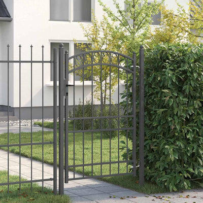 Vidaxl hekpoort met slot grijs 200 x 100 cm poedergecoat staal