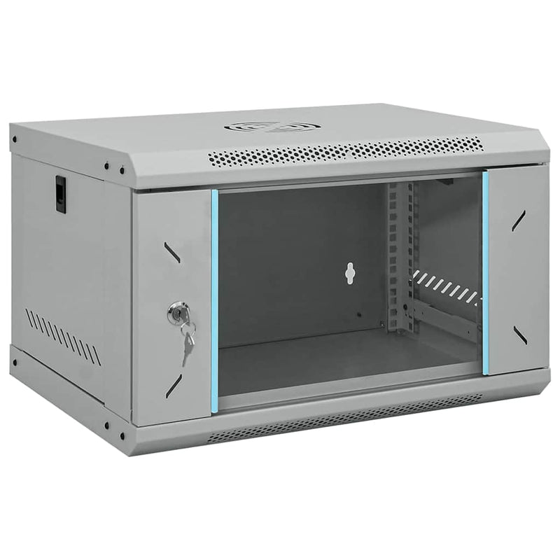 Vidaxl netwerk kabinet met opslag grijs 53 x 45 x 30 cm staal