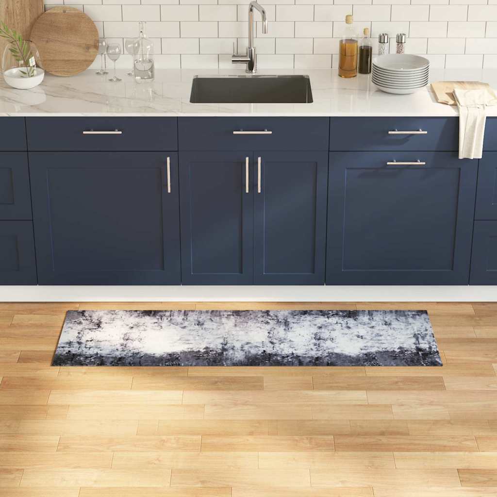 Vidaxl keuken vloerkleed grijs 150 x 45 cm fluweel