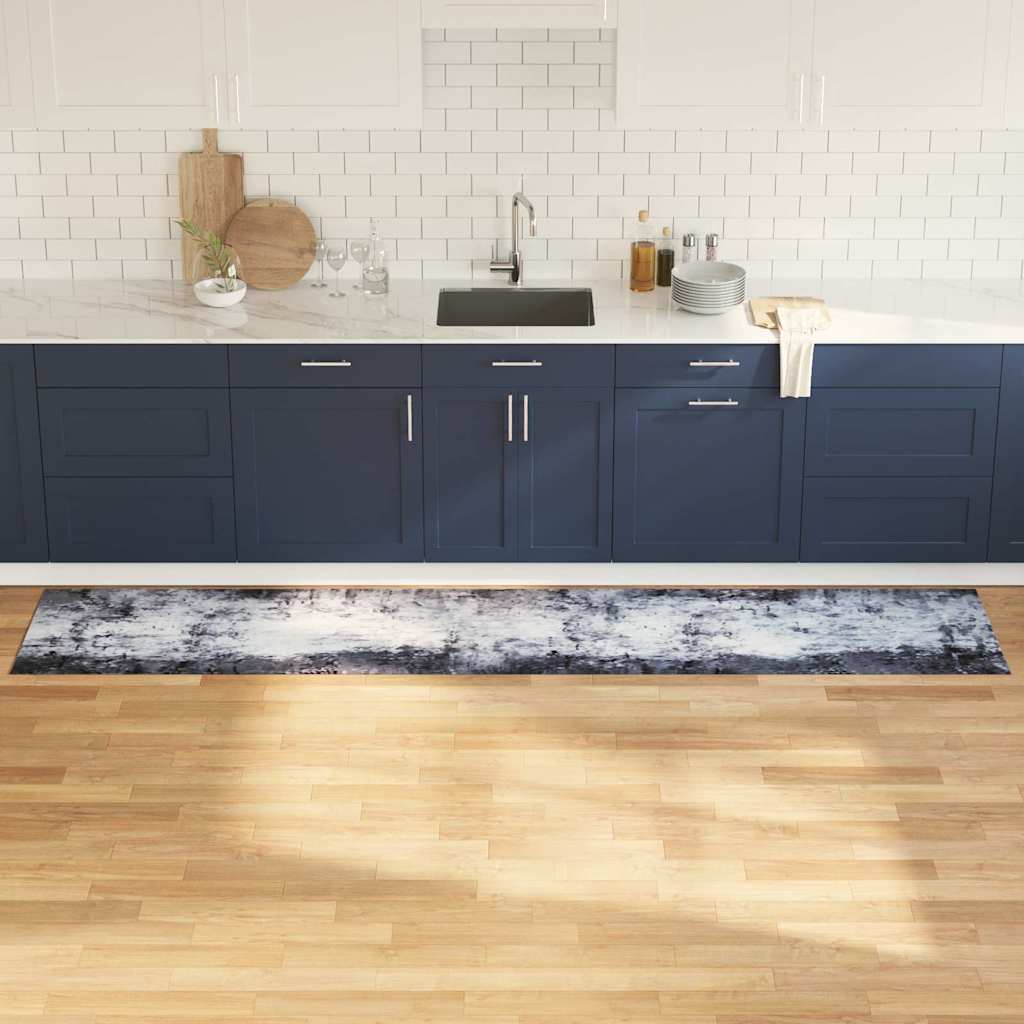 Vidaxl keuken vloerkleed grijs 300 x 60 cm fluweel