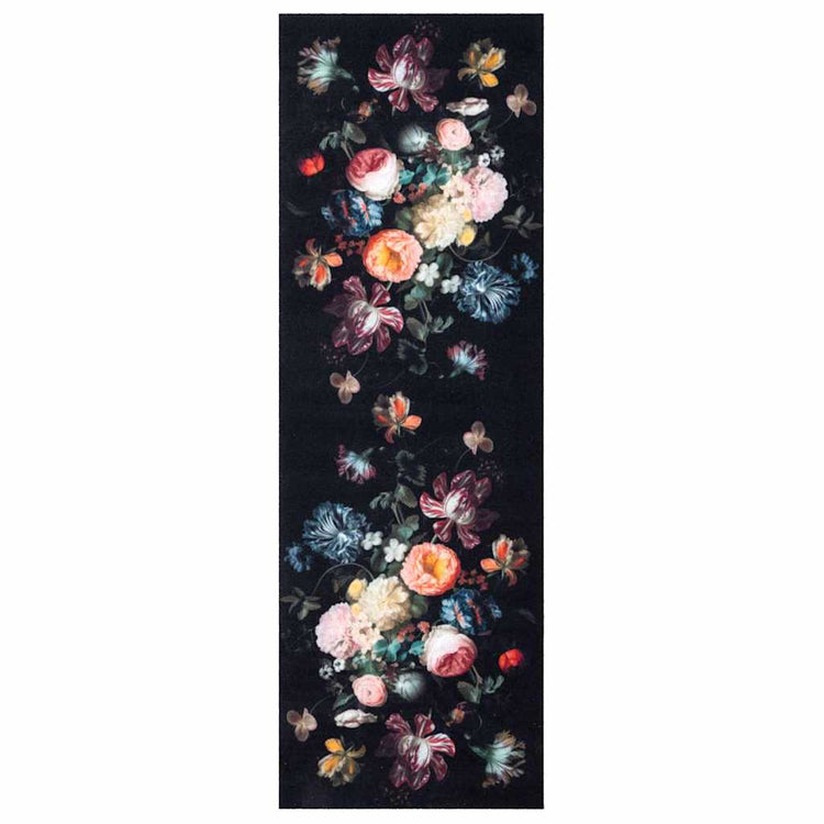 Vidaxl keuken vloerkleed zwart 180 x 60 cm fluweel