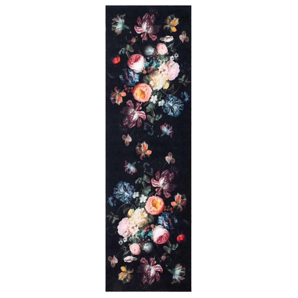 Vidaxl keuken vloerkleed zwart 150 x 45 cm fluweel