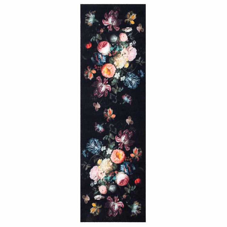 Vidaxl keuken vloerkleed zwart 150 x 45 cm fluweel