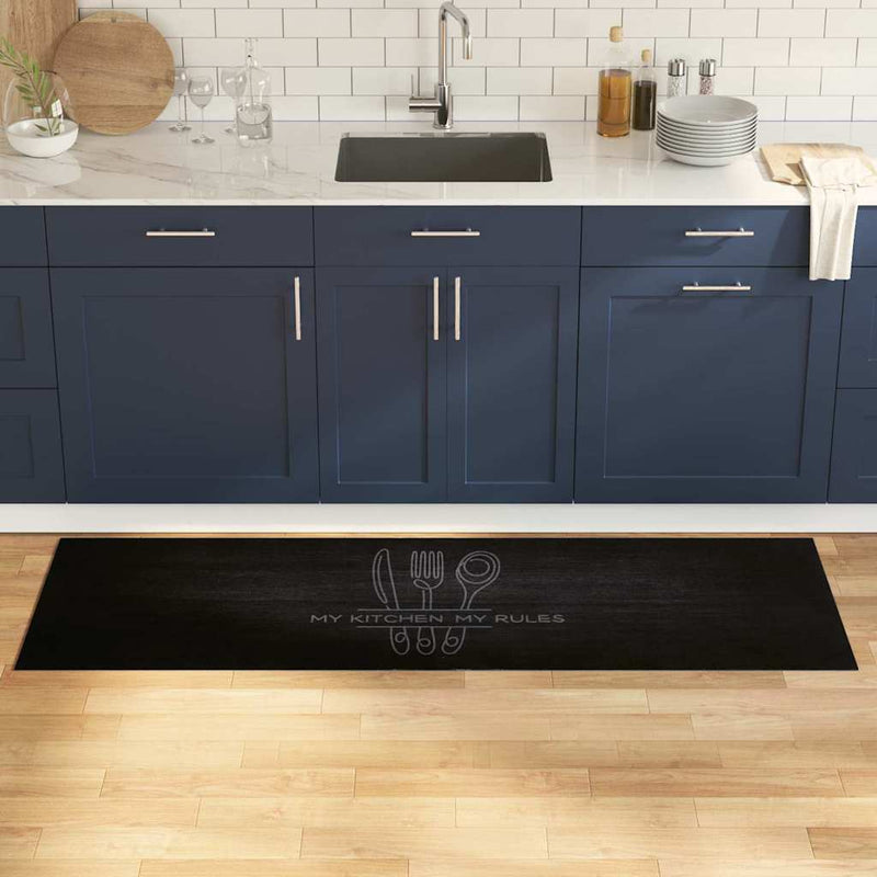 Vidaxl keuken vloerkleed zwart 180 x 60 cm 100% polyamide wasbaar