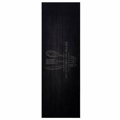 Vidaxl keuken vloerkleed bestek zwart 180 x 60 cm fluweel