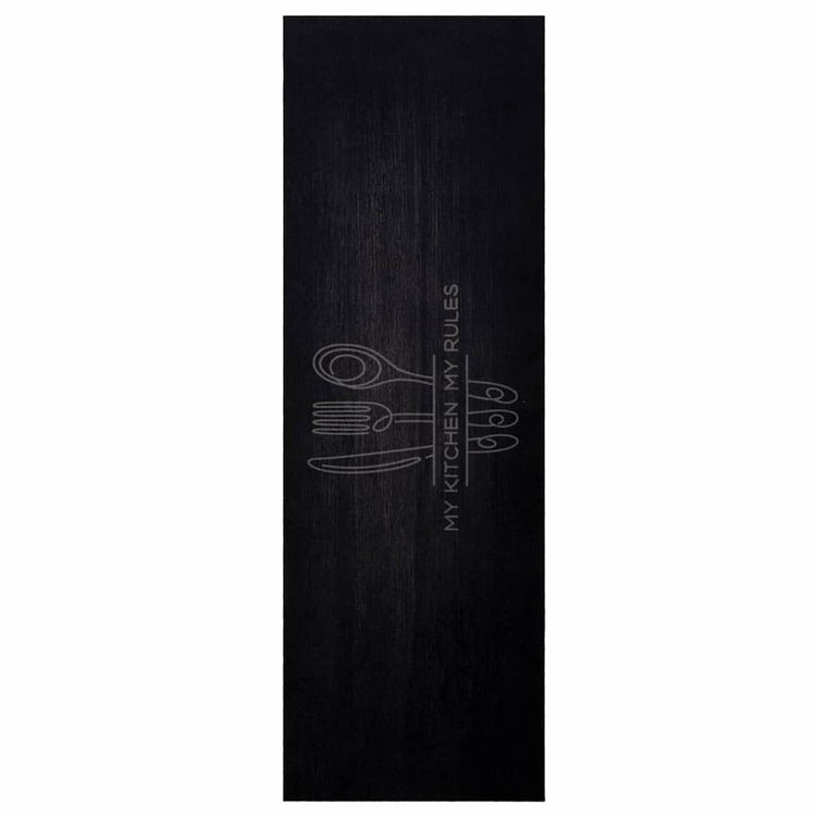 Vidaxl keuken vloerkleed bestek zwart 180 x 60 cm fluweel