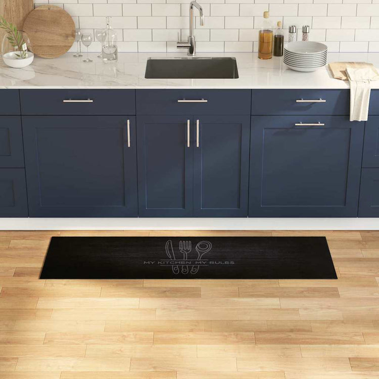 Vidaxl keuken vloerkleed bestek zwart 150 x 45 cm fluweel