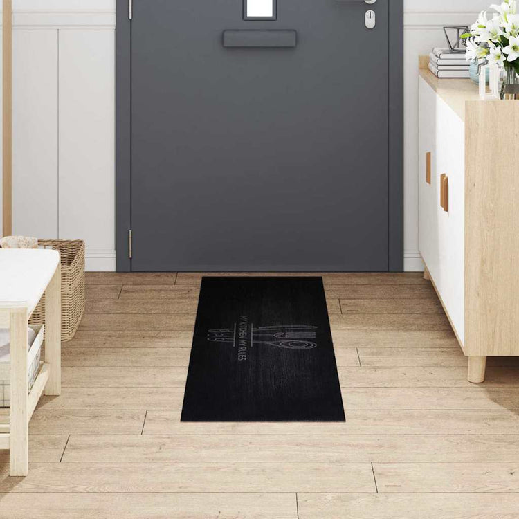 Vidaxl keuken vloerkleed bestek zwart 150 x 45 cm fluweel