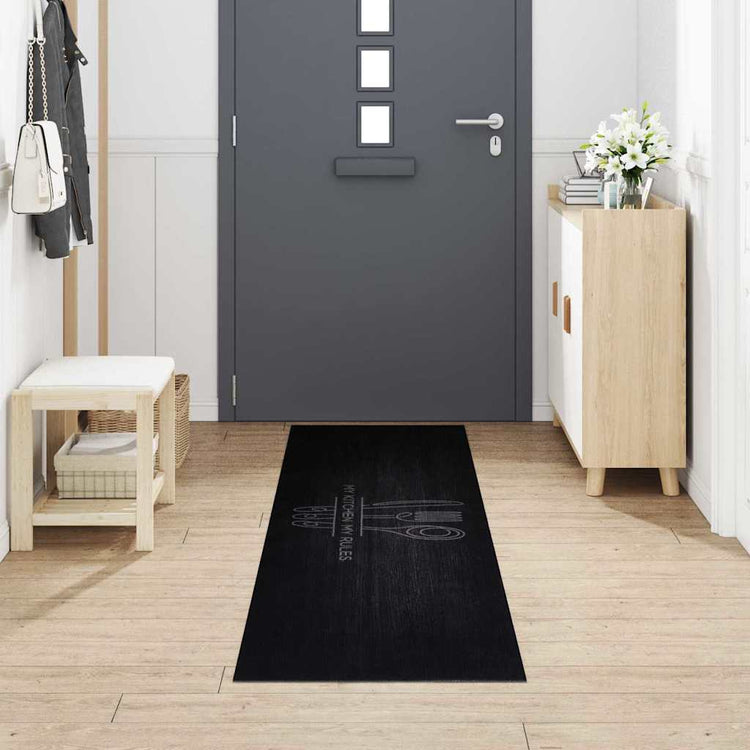 Vidaxl keuken vloerkleed bestek zwart 300 x 60 cm fluweel