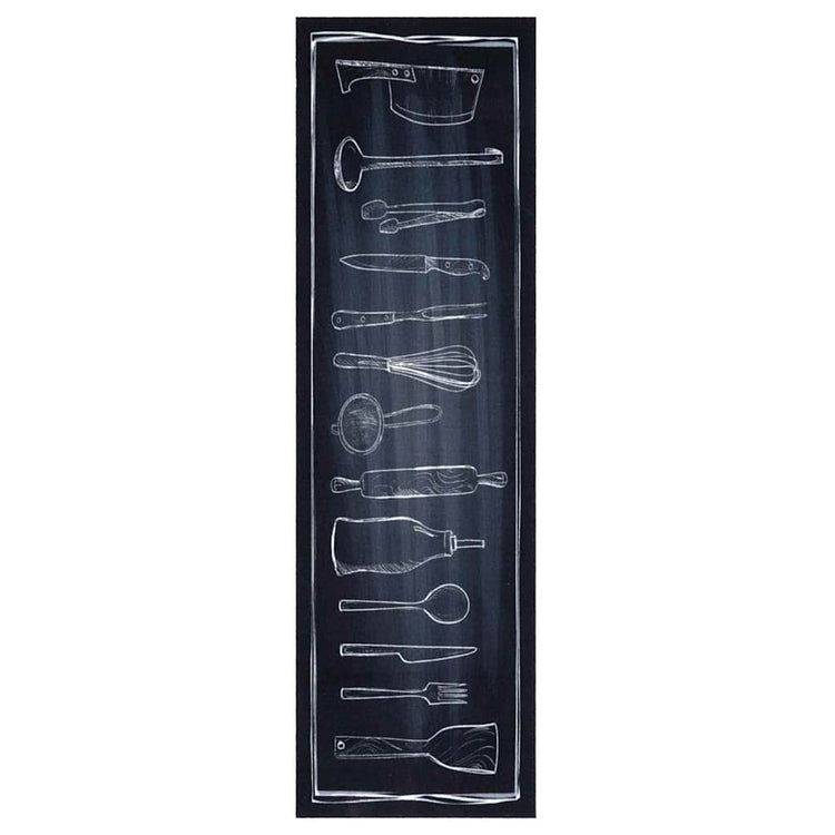 Vidaxl keuken vloerkleed zwart 150 x 45 cm fluweel
