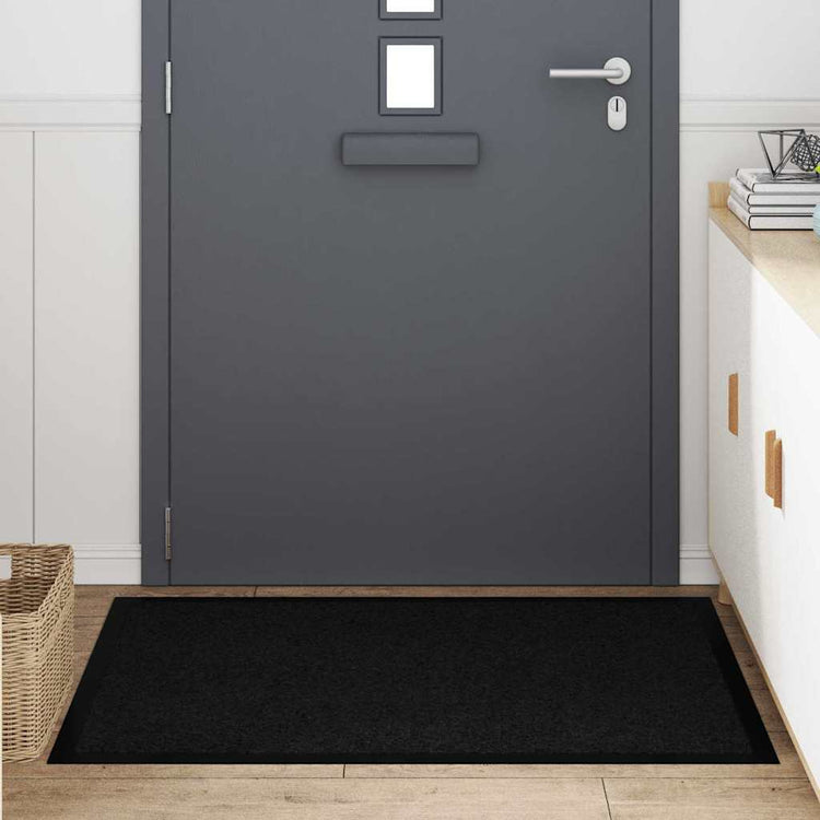 Vidaxl deurmat zwart 80 x 120 x 1.2 cm teddy stof