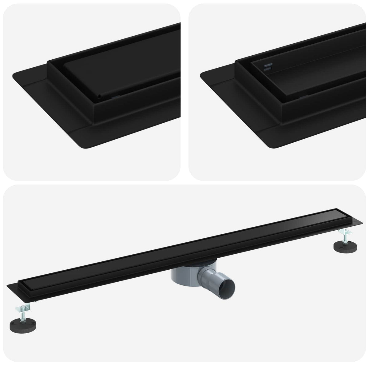 Vidaxl doucheafvoer 2-in-1 met 360° sifon zwart 90 cm