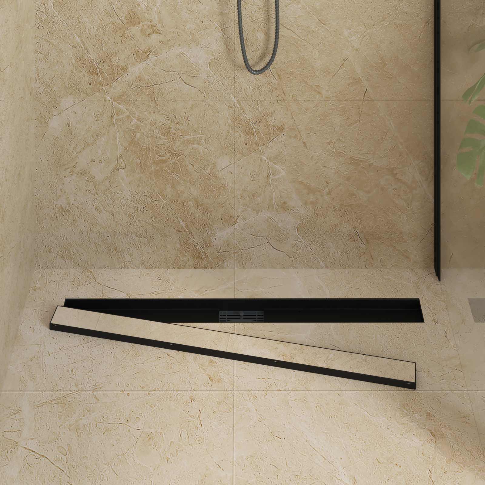 Vidaxl 2 in 1 doucheafvoer zwart 100 cm roestvrij staal 304
