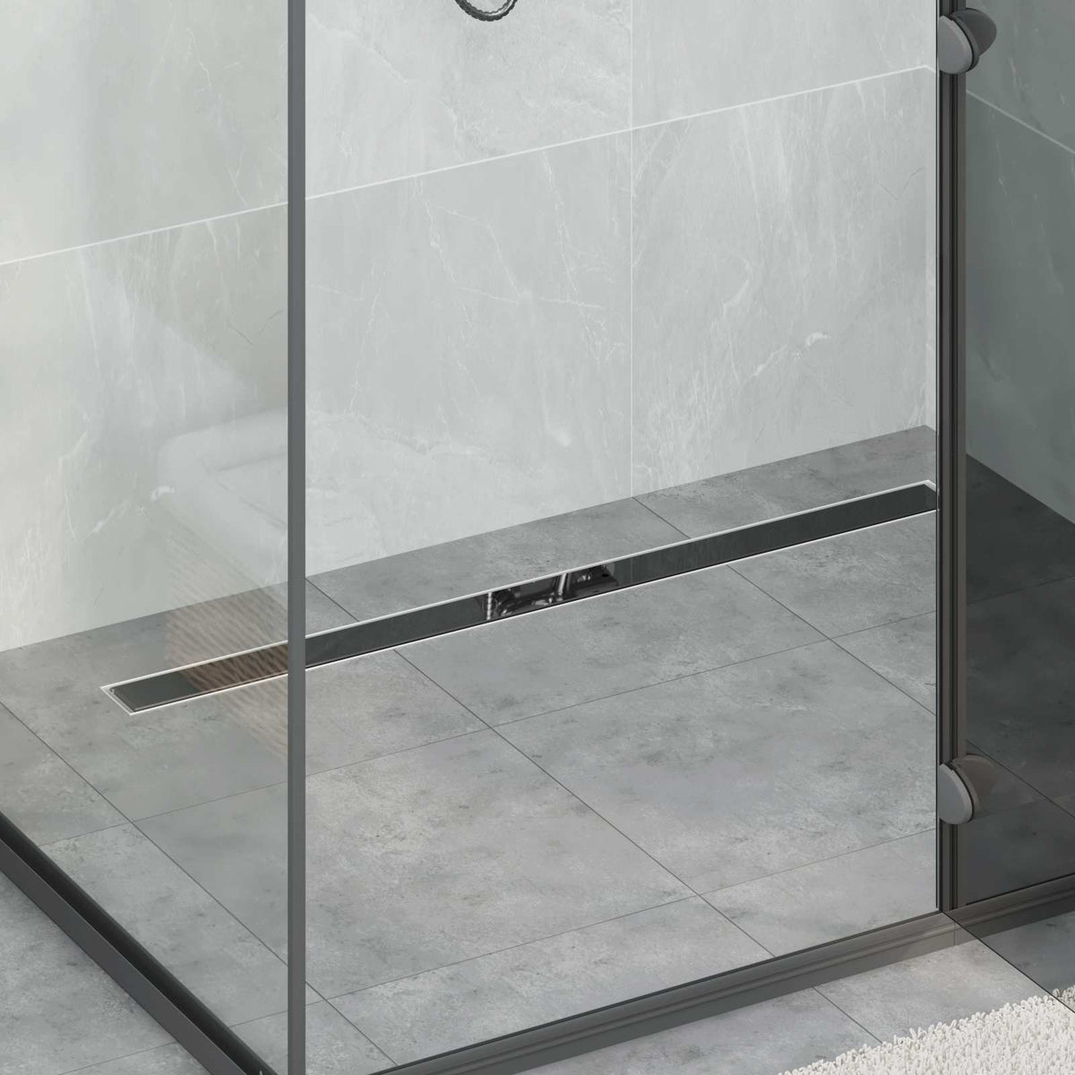Vidaxl doucheafvoer glasdeksel met 360° sifon zwart 100 cm